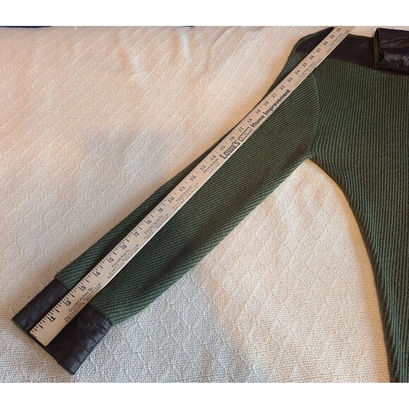 Bigio Collection Green Wool Blend Faux Leather Accents Sweater Tunic Dress Sz L - Picture 13 of 14